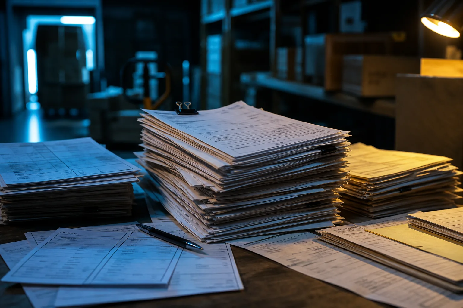 Operação logística com documentação manual e risco de atraso